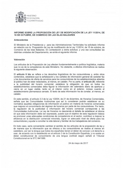 Informe del Govern espanyol