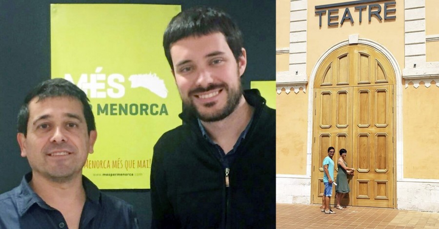 Nel Martí i Picornell. A la dreta, l'alcaldessa Joana Gomila i el regidor de cultura Josep Juaneda